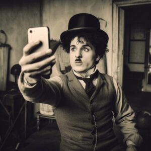 Charly Chaplin taking a selfy