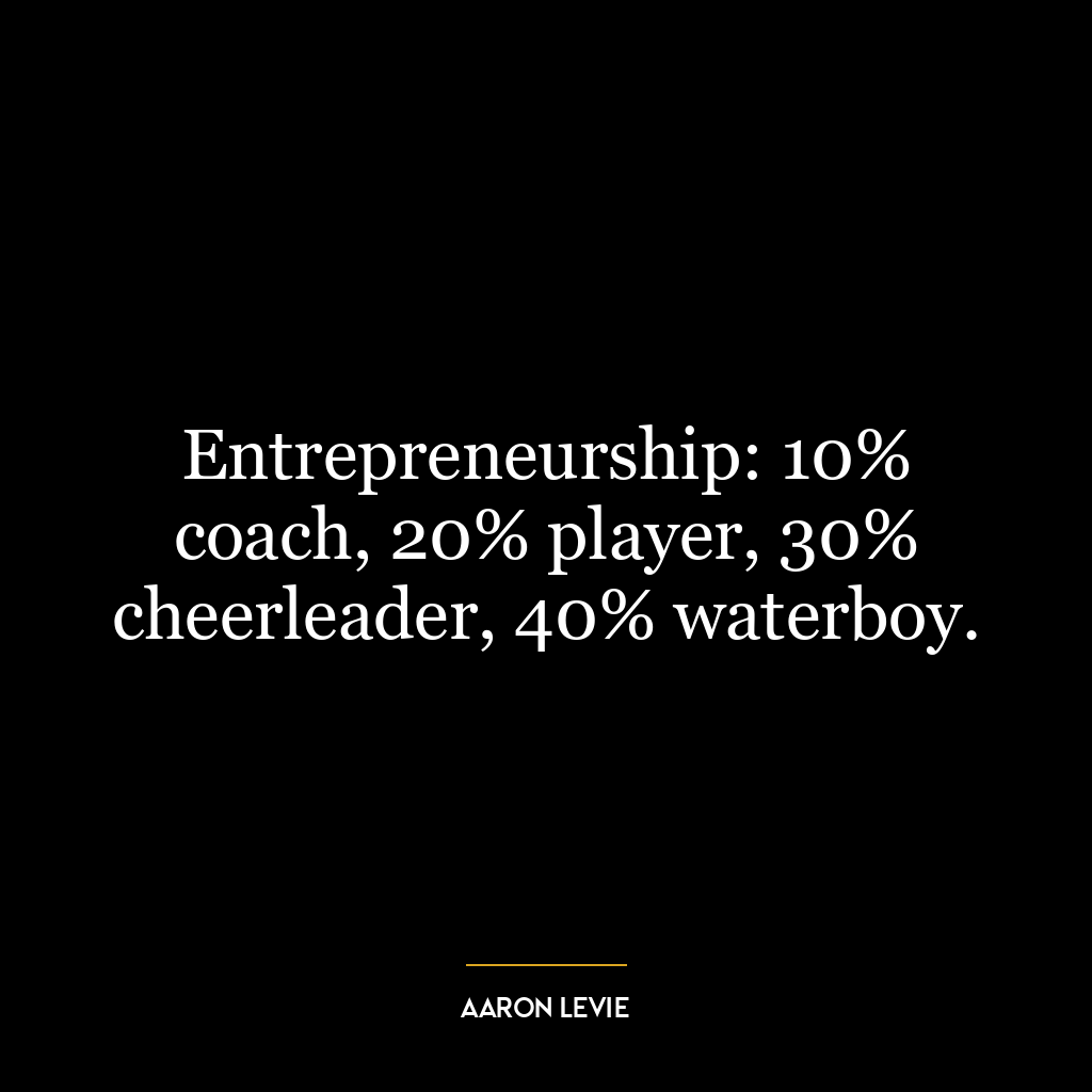 Entrepreneurship: 10% coach, 20% player, 30% cheerleader, 40% waterboy.