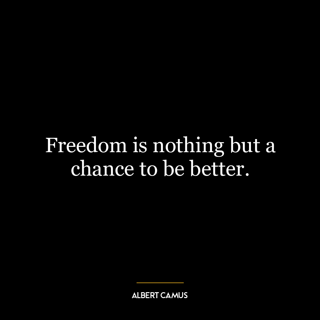 Freedom is nothing but a chance to be better.