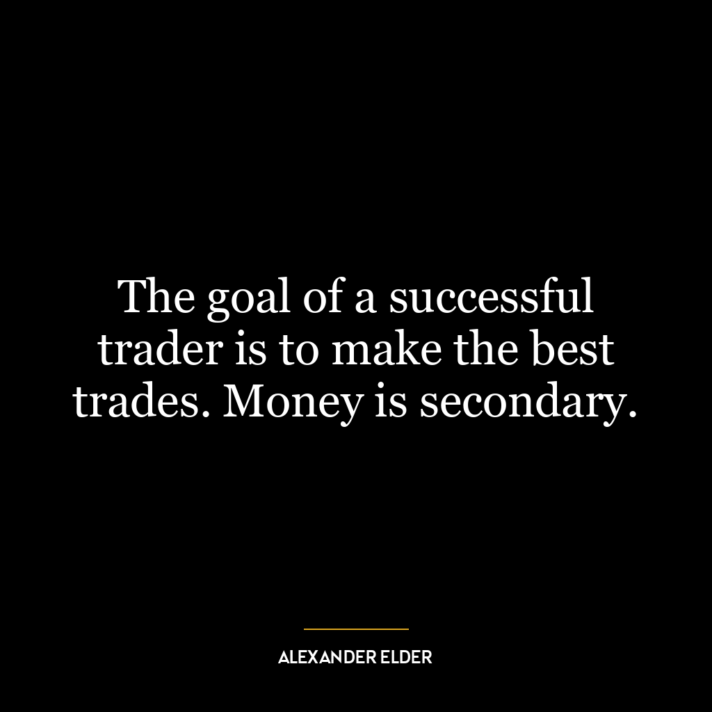 The goal of a successful trader is to make the best trades. Money is secondary.