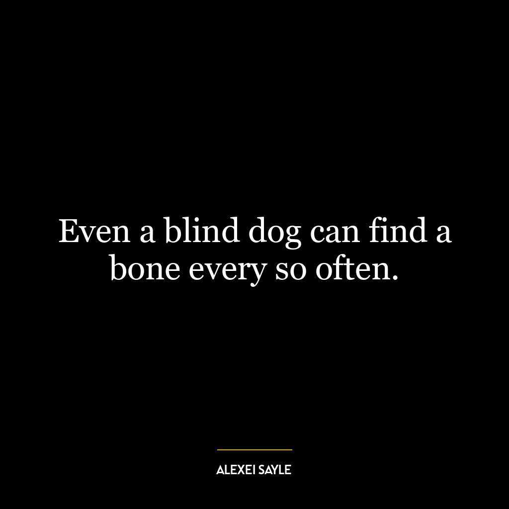 Even a blind dog can find a bone every so often.