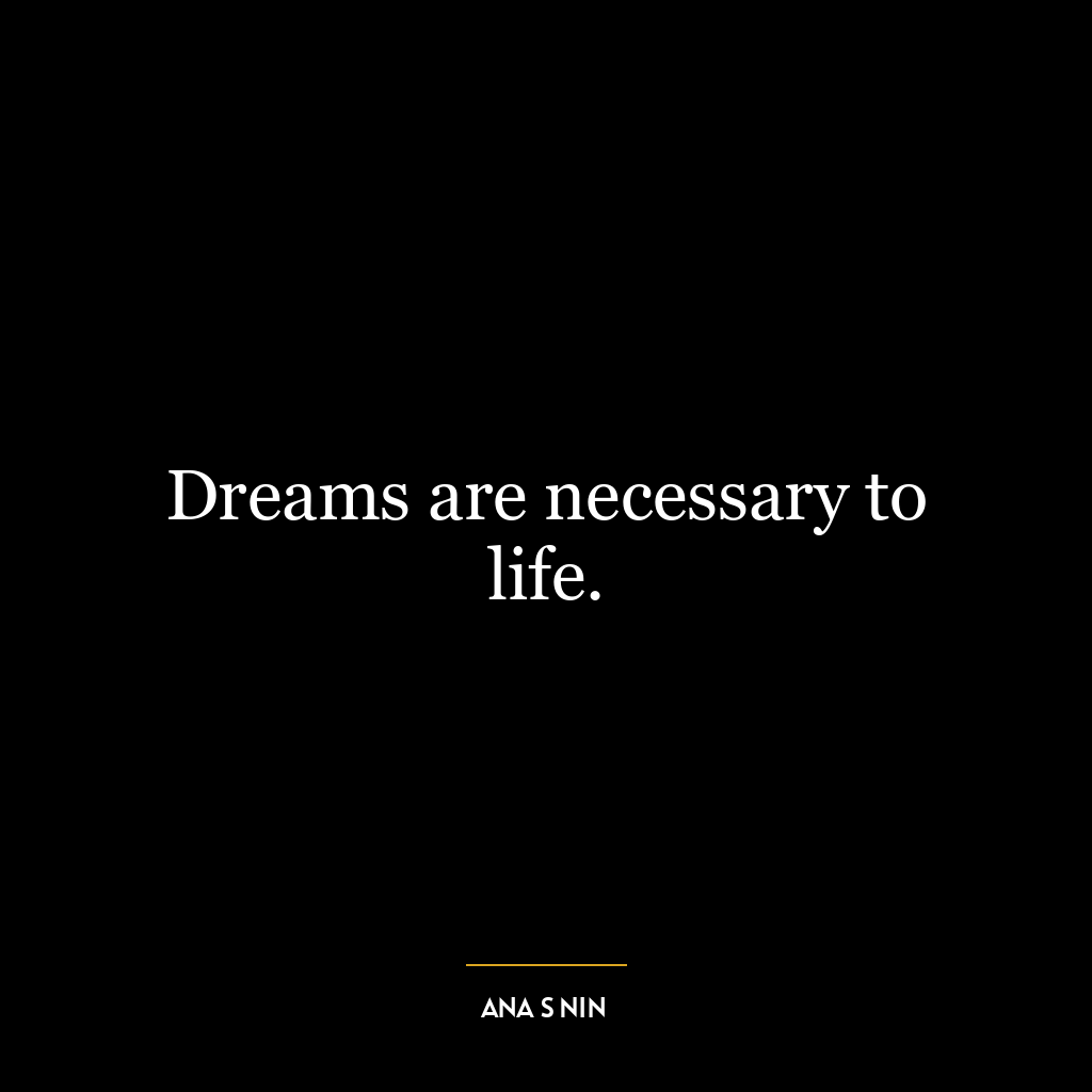 Dreams are necessary to life.