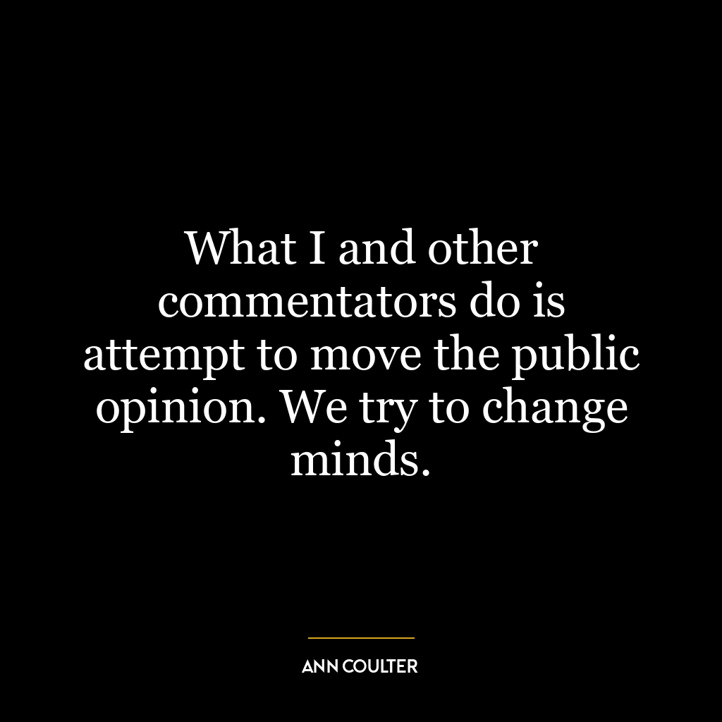 What I and other commentators do is attempt to move the public opinion. We try to change minds.