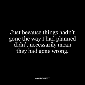 Just because things hadn’t gone the way I had planned didn’t necessarily mean they had gone wrong.