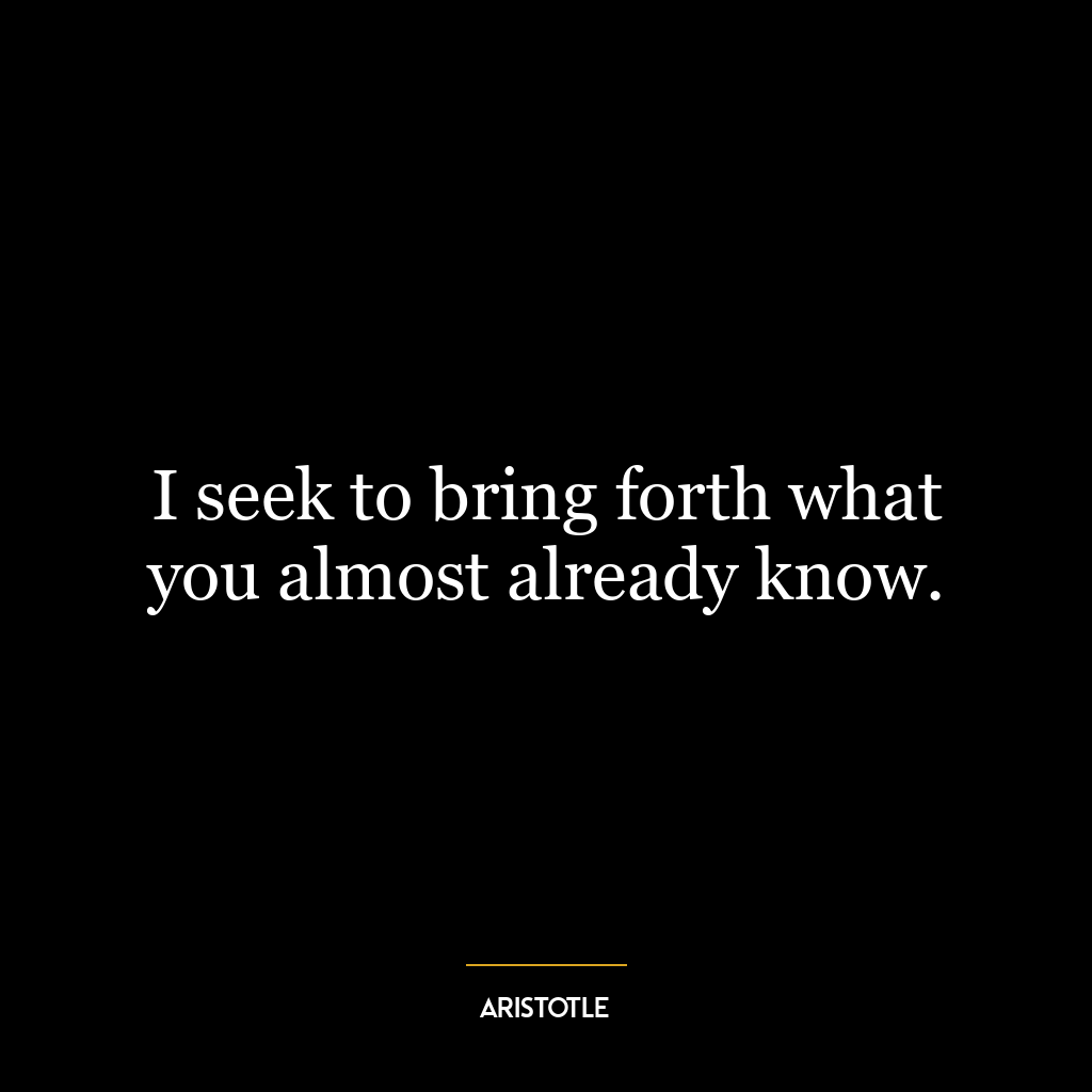 I seek to bring forth what you almost already know.