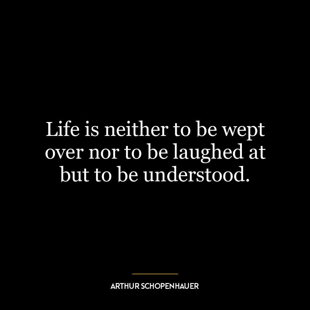 Life is neither to be wept over nor to be laughed at but to be understood.