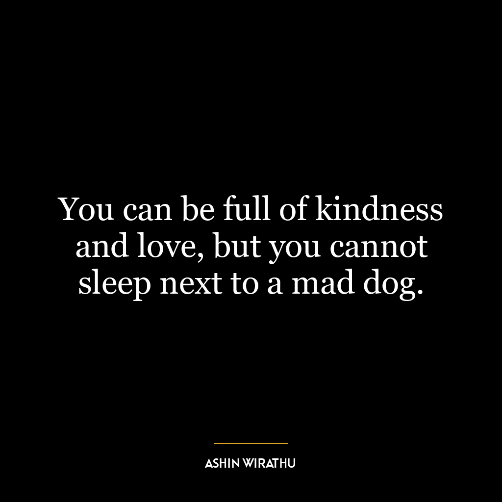 You can be full of kindness and love, but you cannot sleep next to a mad dog.