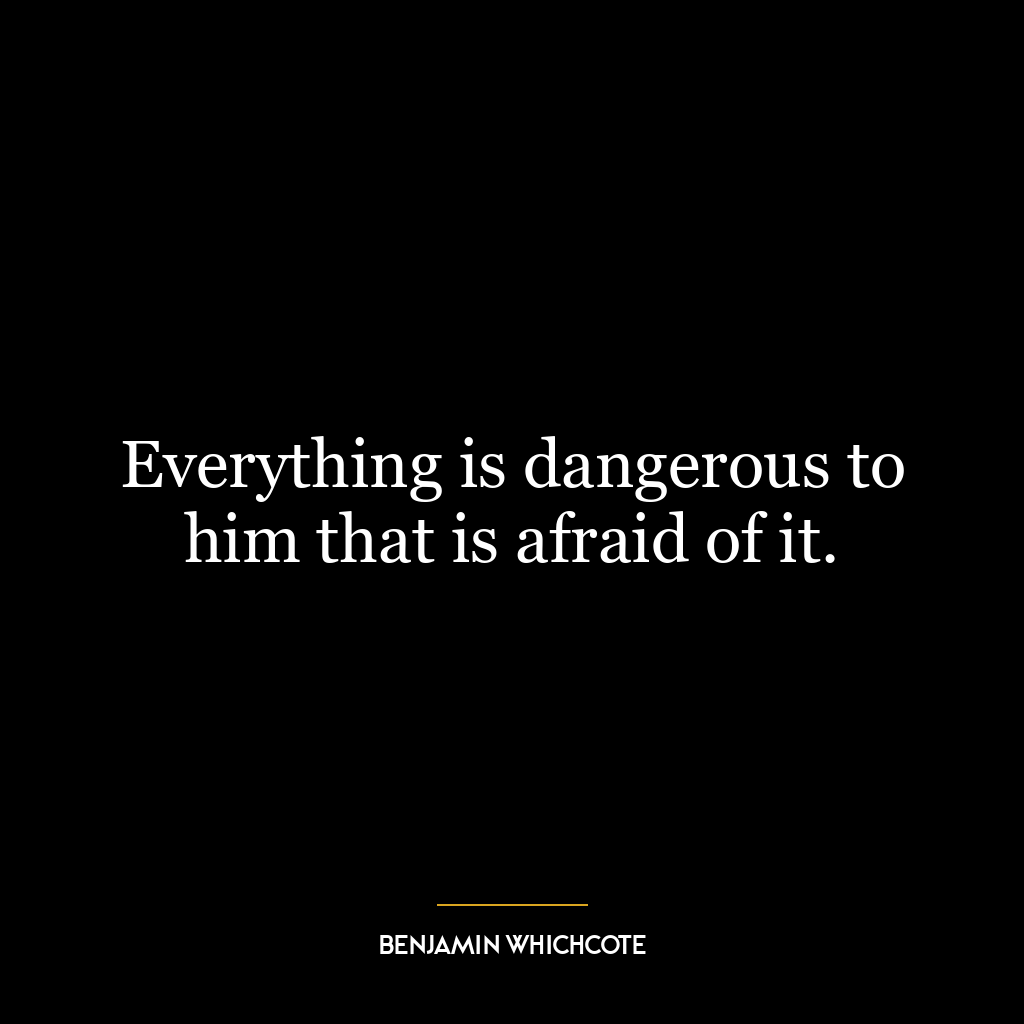 Everything is dangerous to him that is afraid of it.