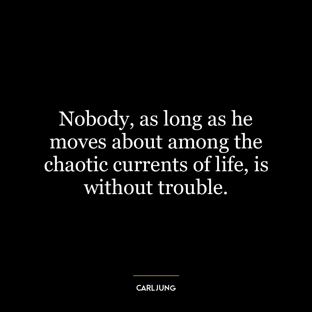 Nobody, as long as he moves about among the chaotic currents of life, is without trouble.