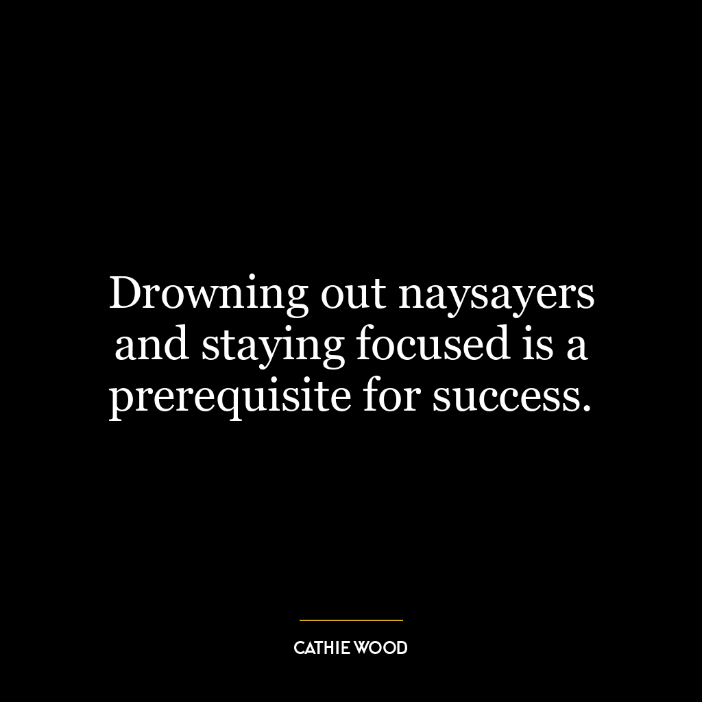 Drowning out naysayers and staying focused is a prerequisite for success.