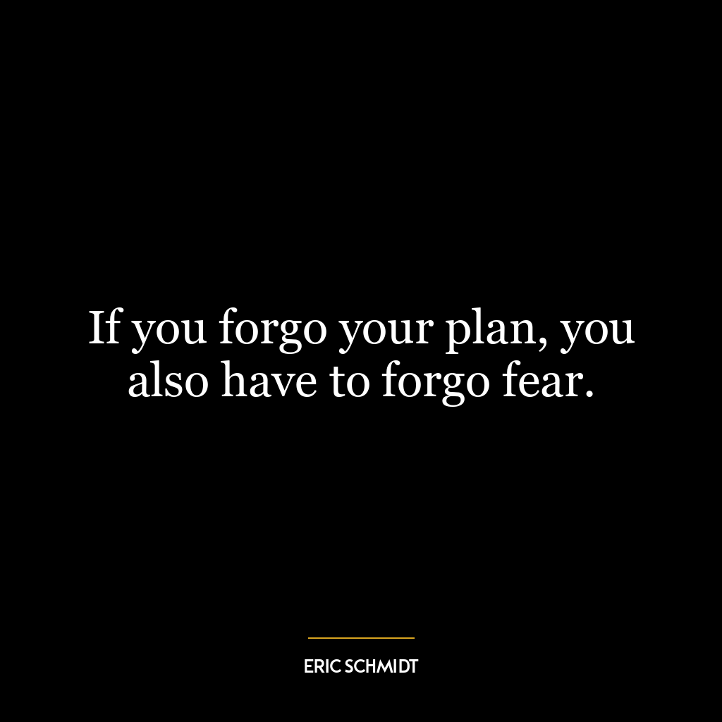 If you forgo your plan, you also have to forgo fear.