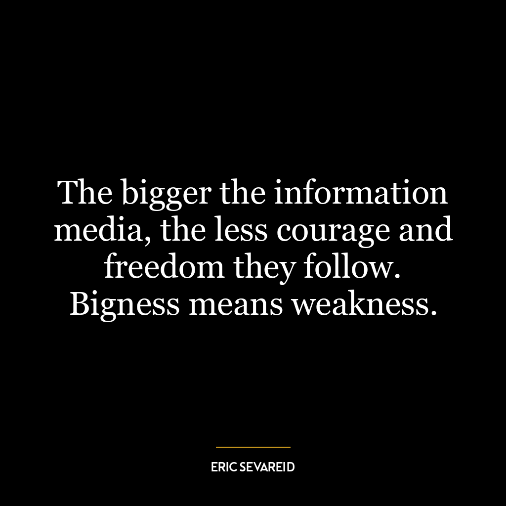 The bigger the information media, the less courage and freedom they follow. Bigness means weakness.