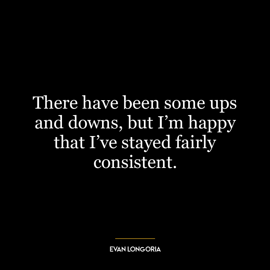 There have been some ups and downs, but I’m happy that I’ve stayed fairly consistent.