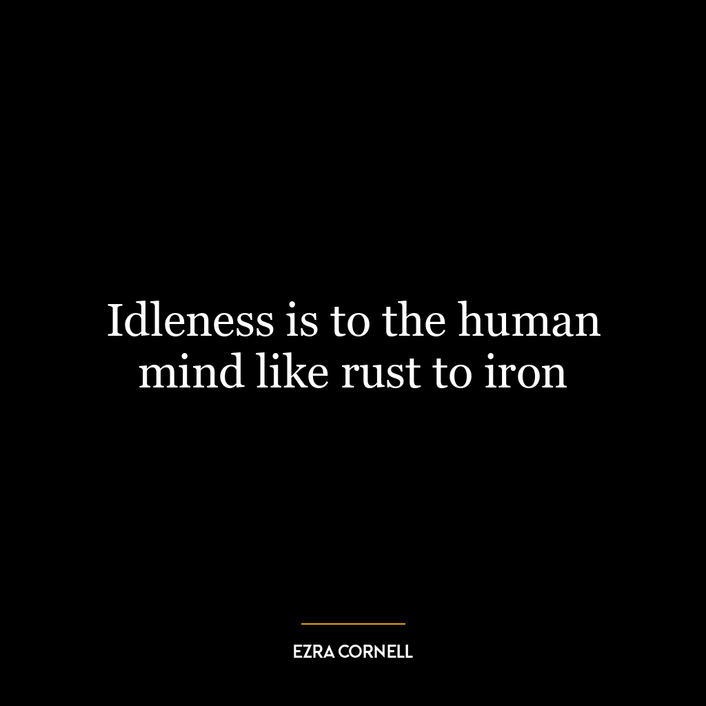 Idleness is to the human mind like rust to iron