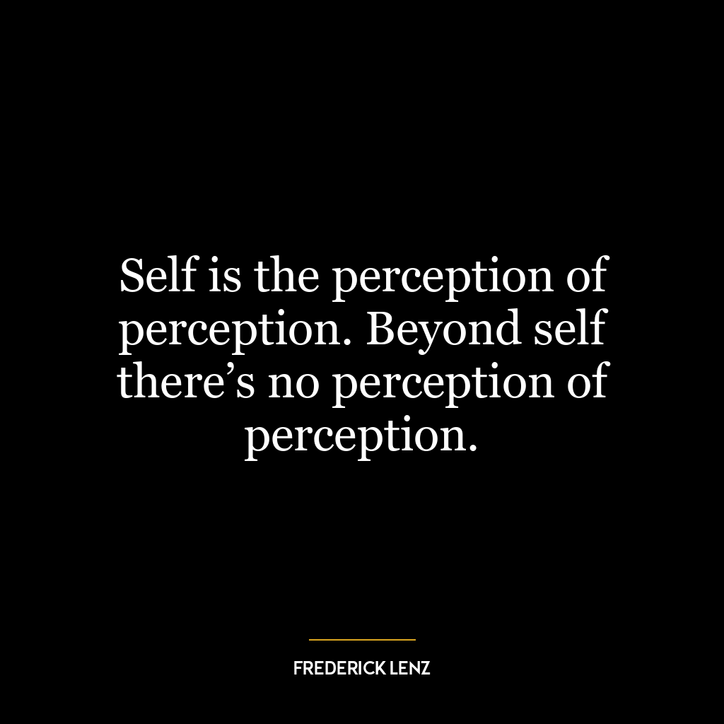 Self is the perception of perception. Beyond self there’s no perception of perception.