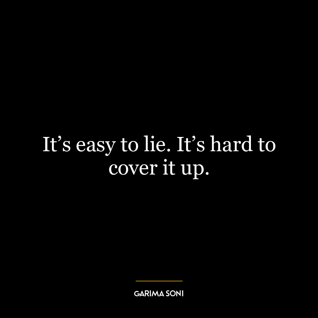 It’s easy to lie. It’s hard to cover it up.