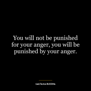 You will not be punished for your anger, you will be punished by your anger.