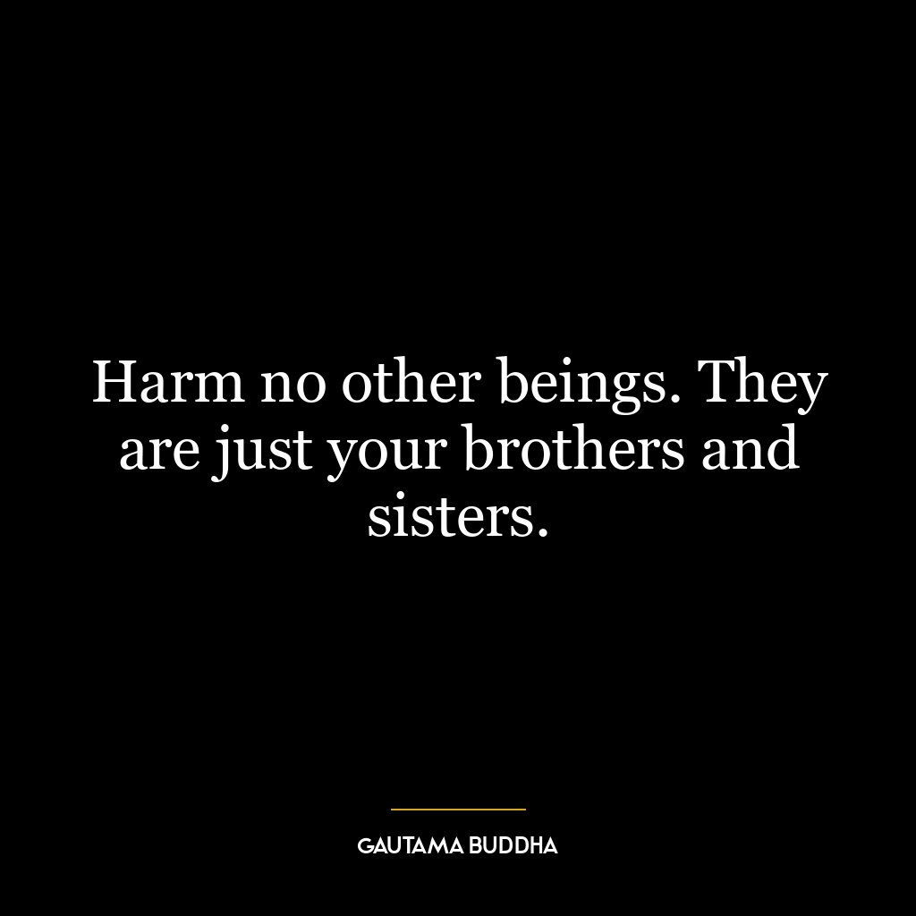 Harm no other beings. They are just your brothers and sisters.