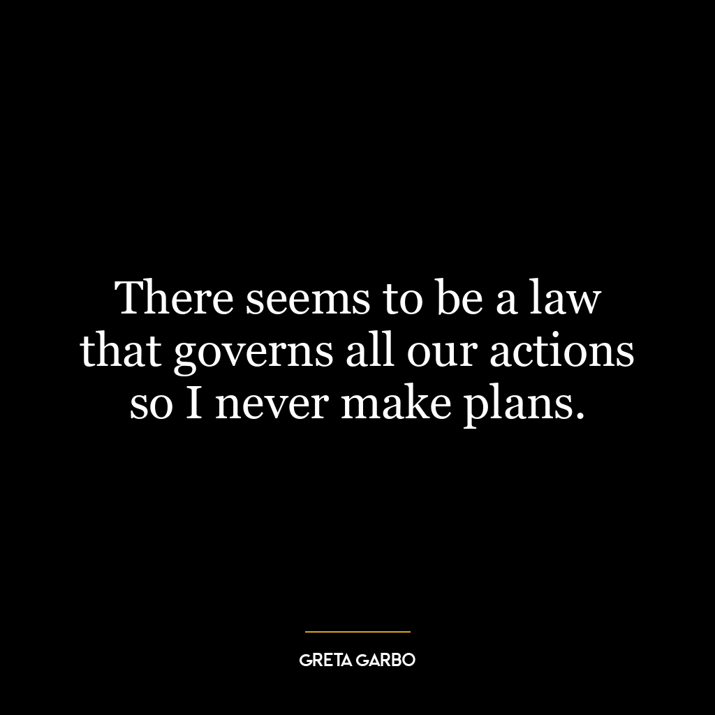 There seems to be a law that governs all our actions so I never make plans.