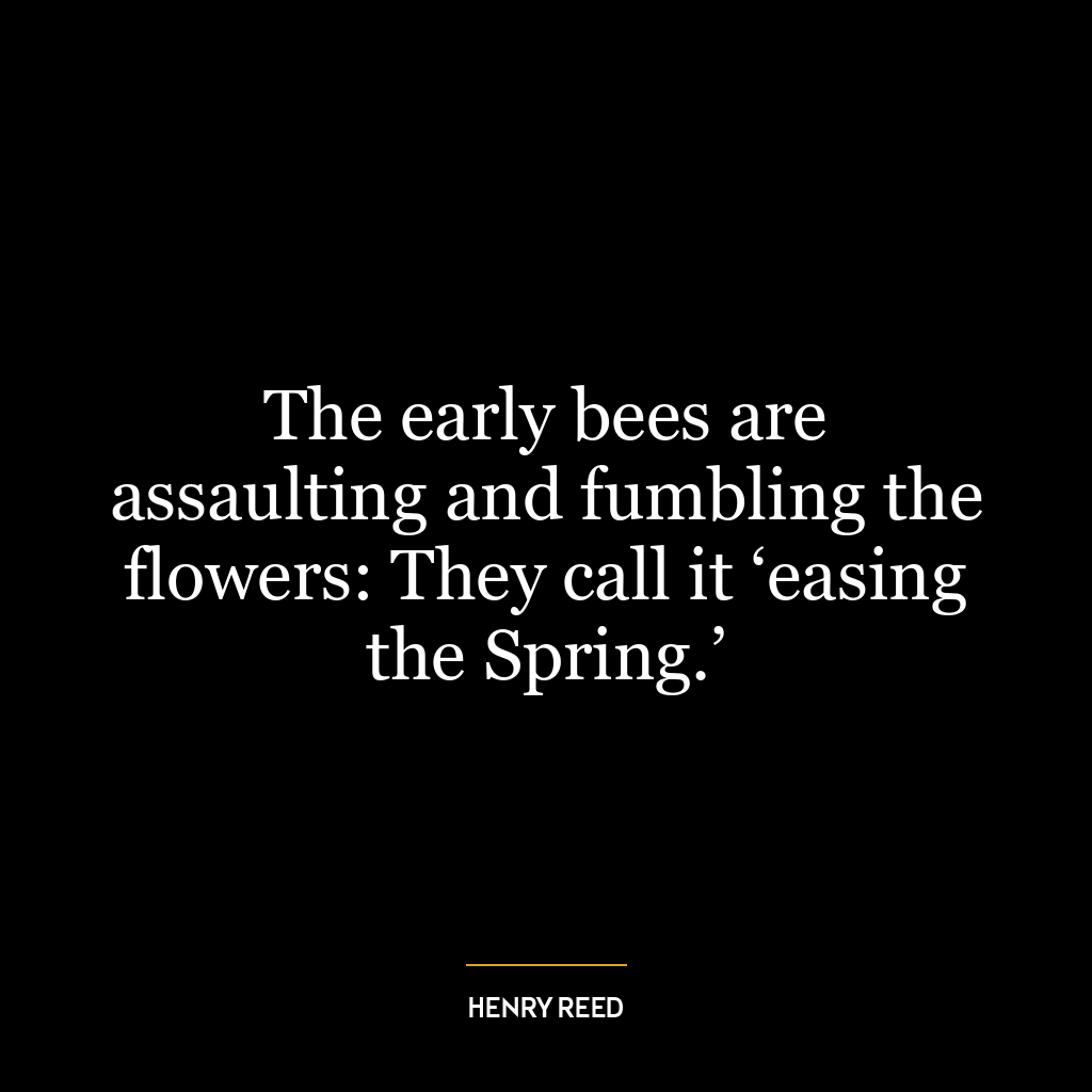 The early bees are assaulting and fumbling the flowers: They call it ‘easing the Spring.’