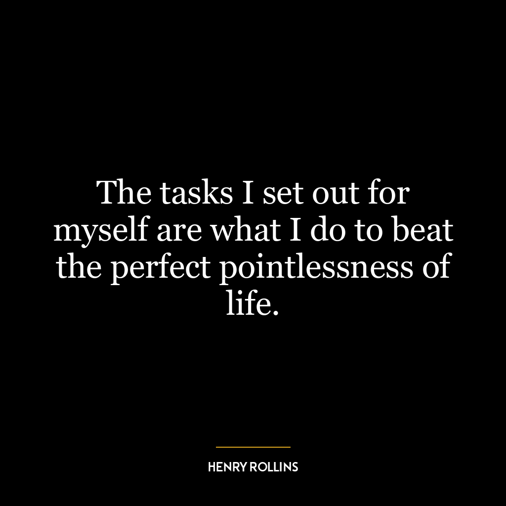 The tasks I set out for myself are what I do to beat the perfect pointlessness of life.