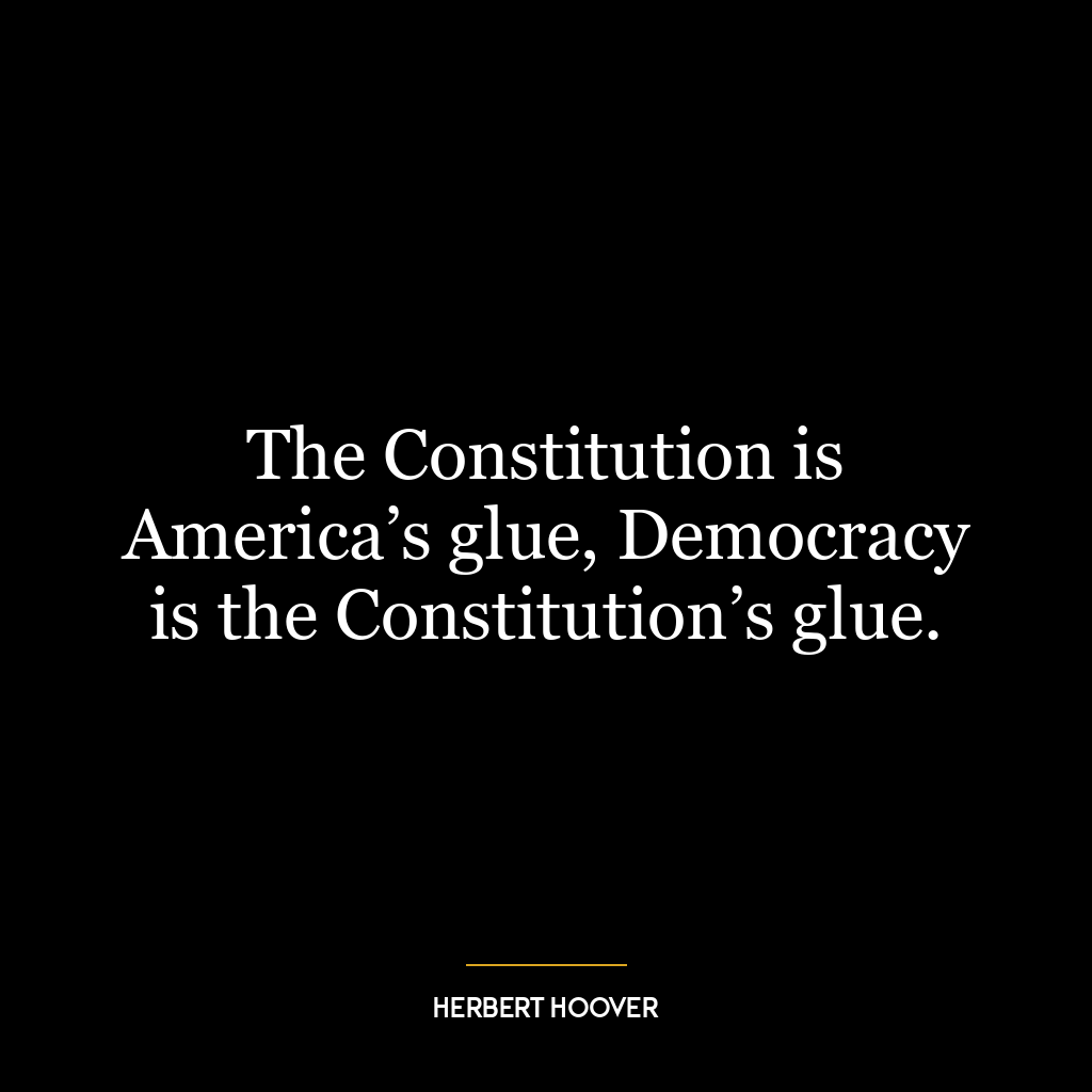 The Constitution is America’s glue, Democracy is the Constitution’s glue.