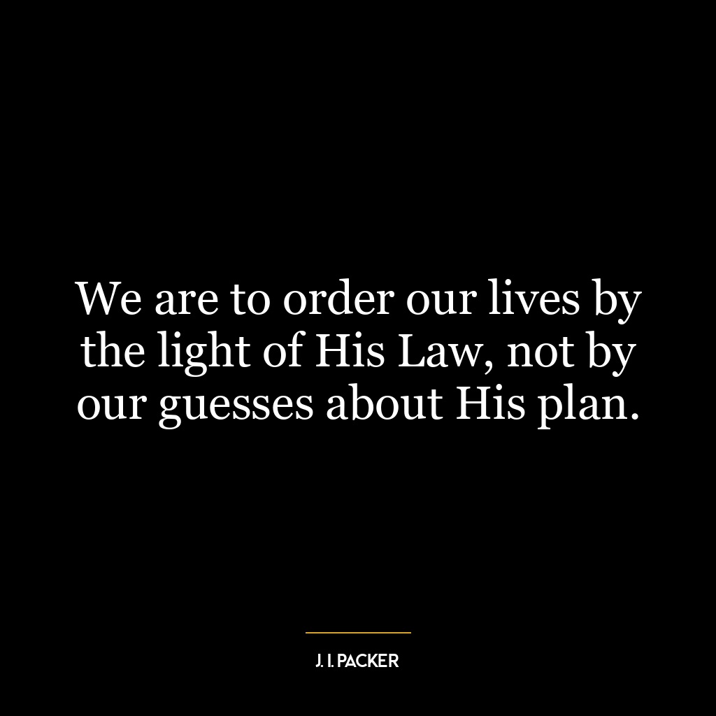 We are to order our lives by the light of His Law, not by our guesses about His plan.