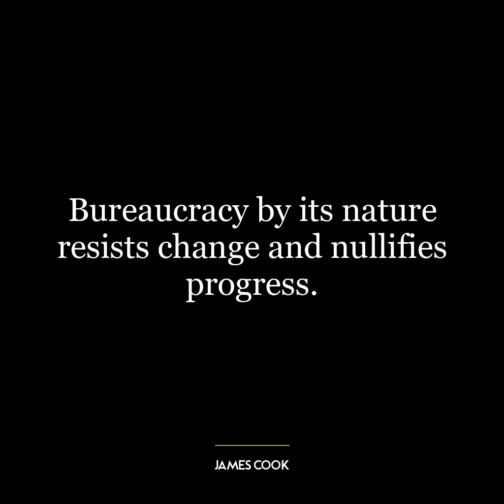 Bureaucracy by its nature resists change and nullifies progress.