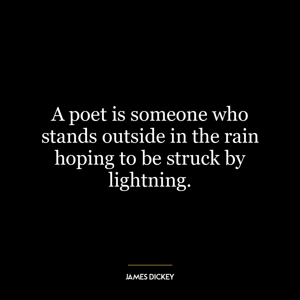 A poet is someone who stands outside in the rain hoping to be struck by lightning.