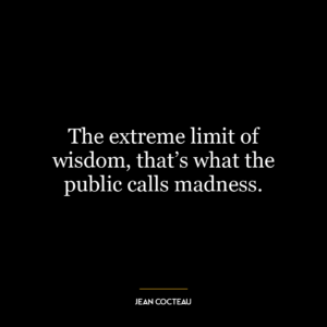 The extreme limit of wisdom, that’s what the public calls madness.