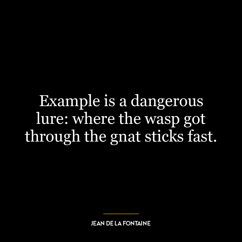 Example is a dangerous lure: where the wasp got through the gnat sticks fast.