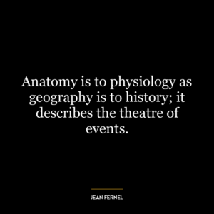 Anatomy is to physiology as geography is to history; it describes the theatre of events.