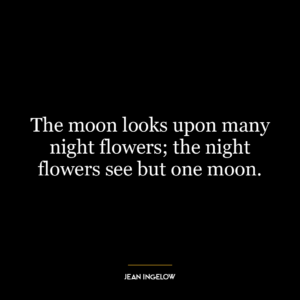 The moon looks upon many night flowers; the night flowers see but one moon.