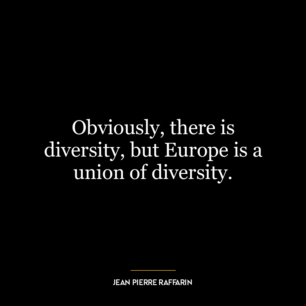 Obviously, there is diversity, but Europe is a union of diversity.