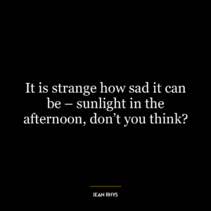 It is strange how sad it can be – sunlight in the afternoon, don’t you think?