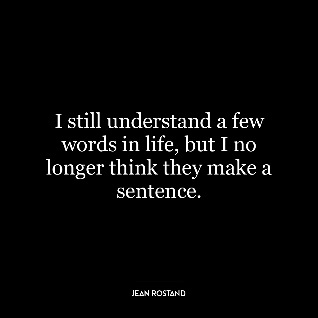 I still understand a few words in life, but I no longer think they make a sentence.