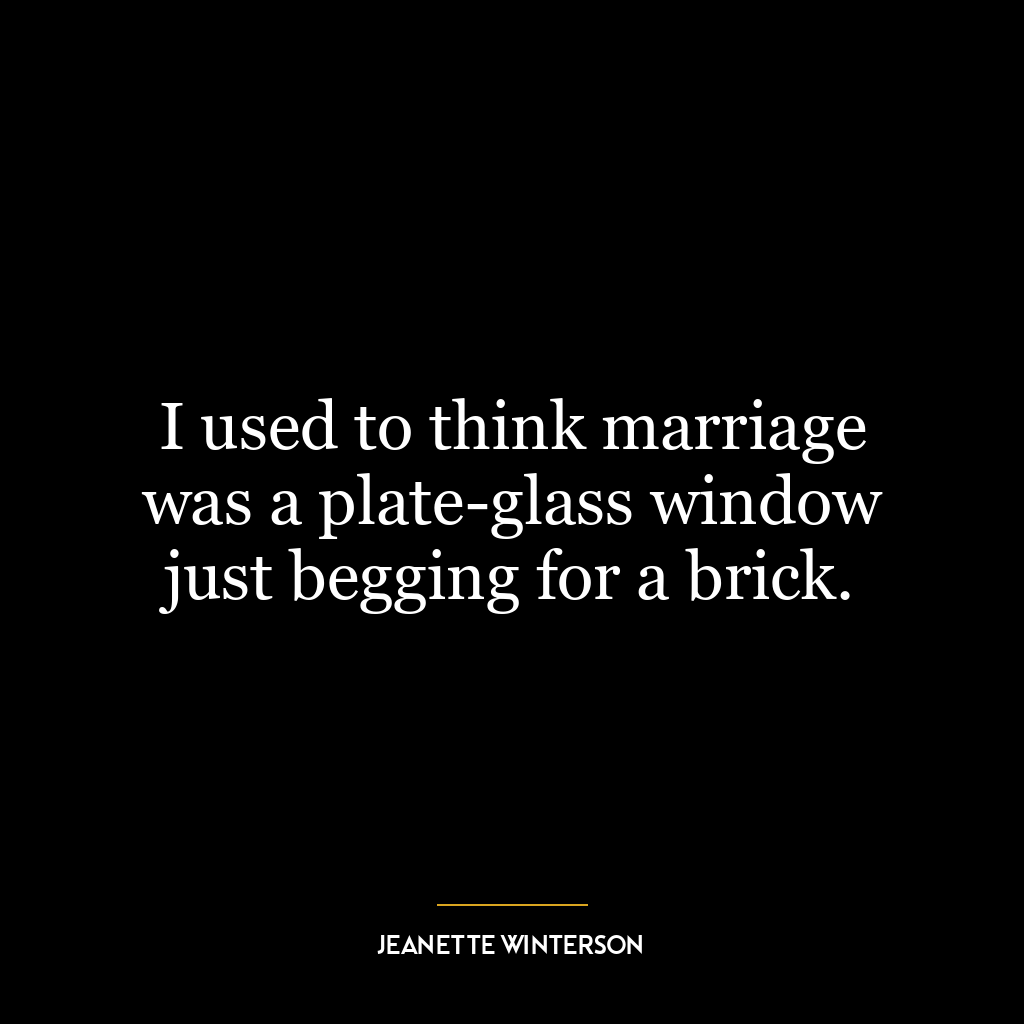 I used to think marriage was a plate-glass window just begging for a brick.