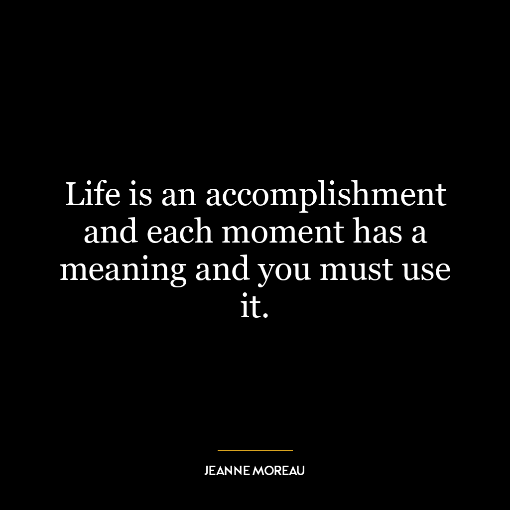 Life is an accomplishment and each moment has a meaning and you must use it.