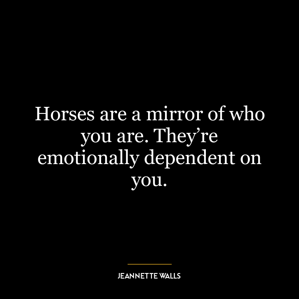 Horses are a mirror of who you are. They’re emotionally dependent on you.