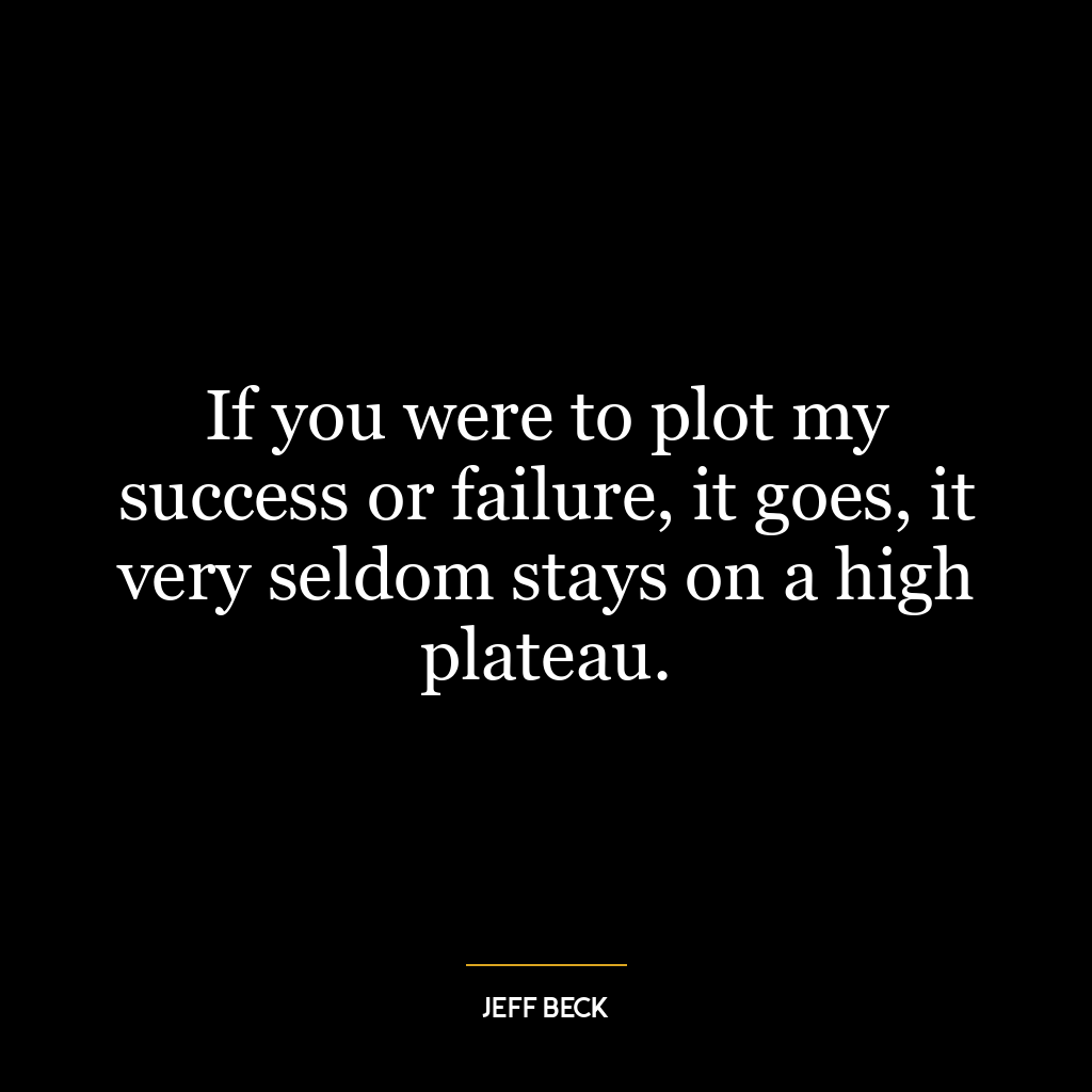 If you were to plot my success or failure, it goes, it very seldom stays on a high plateau.