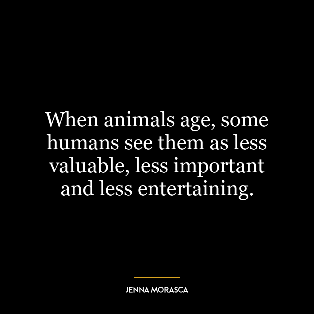 When animals age, some humans see them as less valuable, less important and less entertaining.