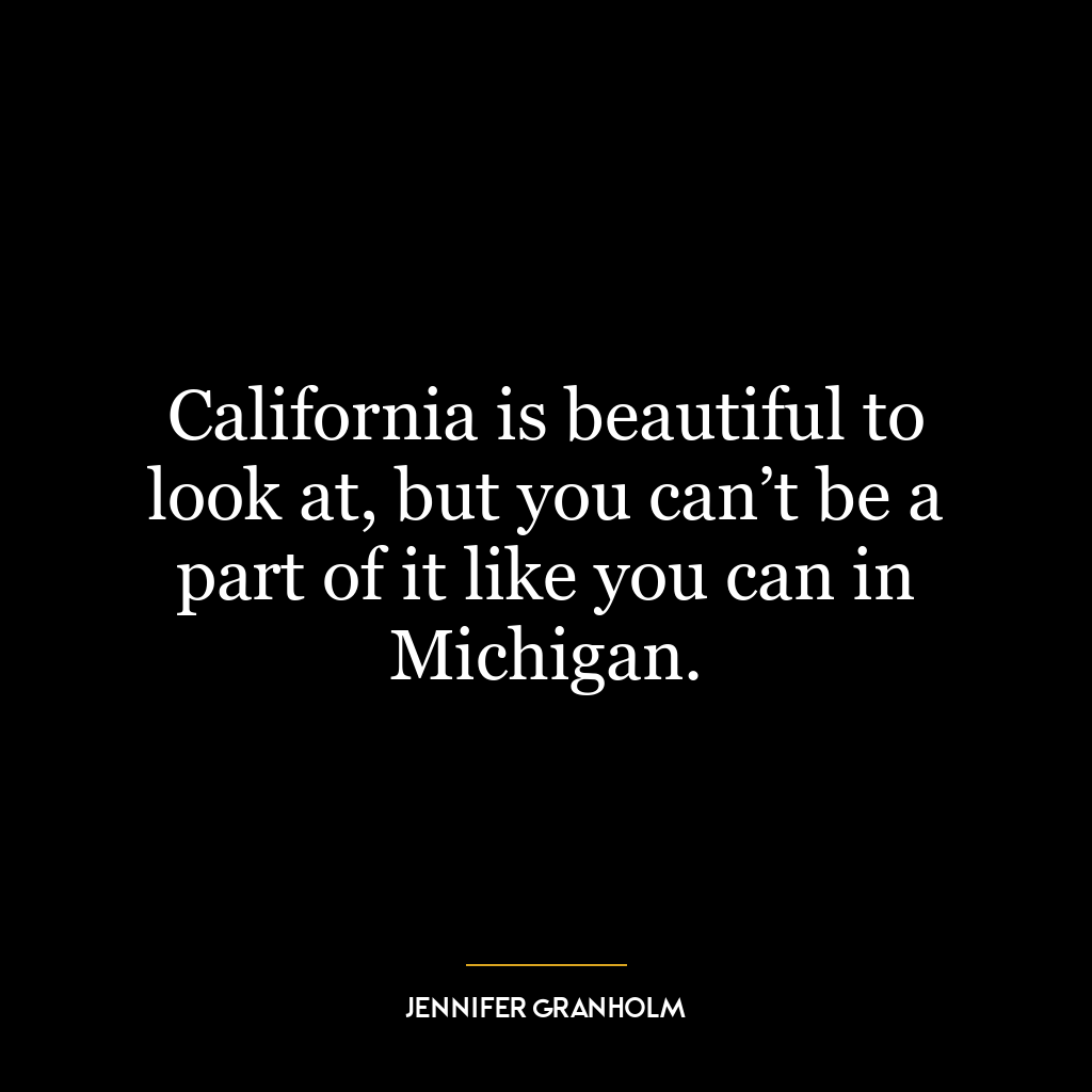 California is beautiful to look at, but you can’t be a part of it like you can in Michigan.