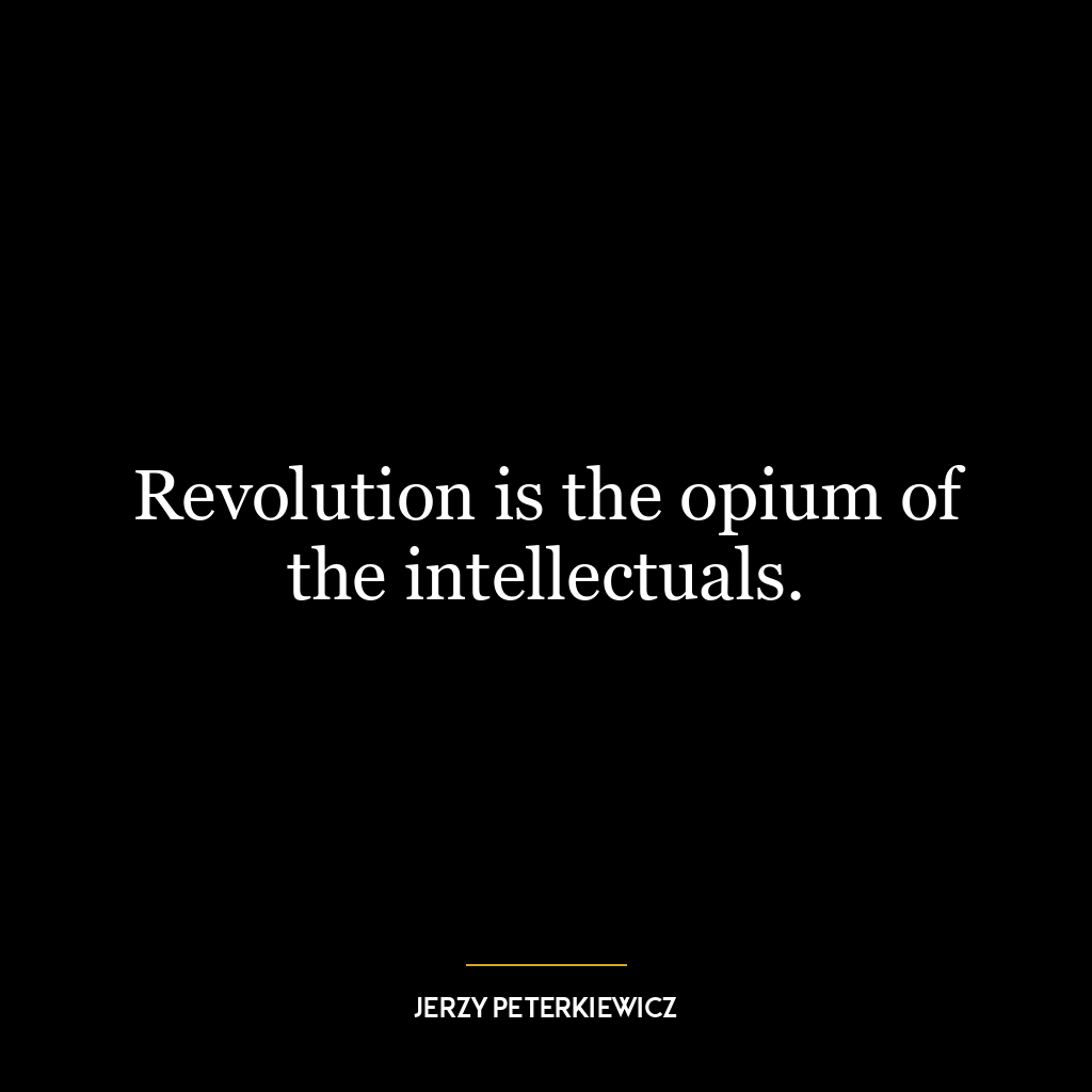 Revolution is the opium of the intellectuals.