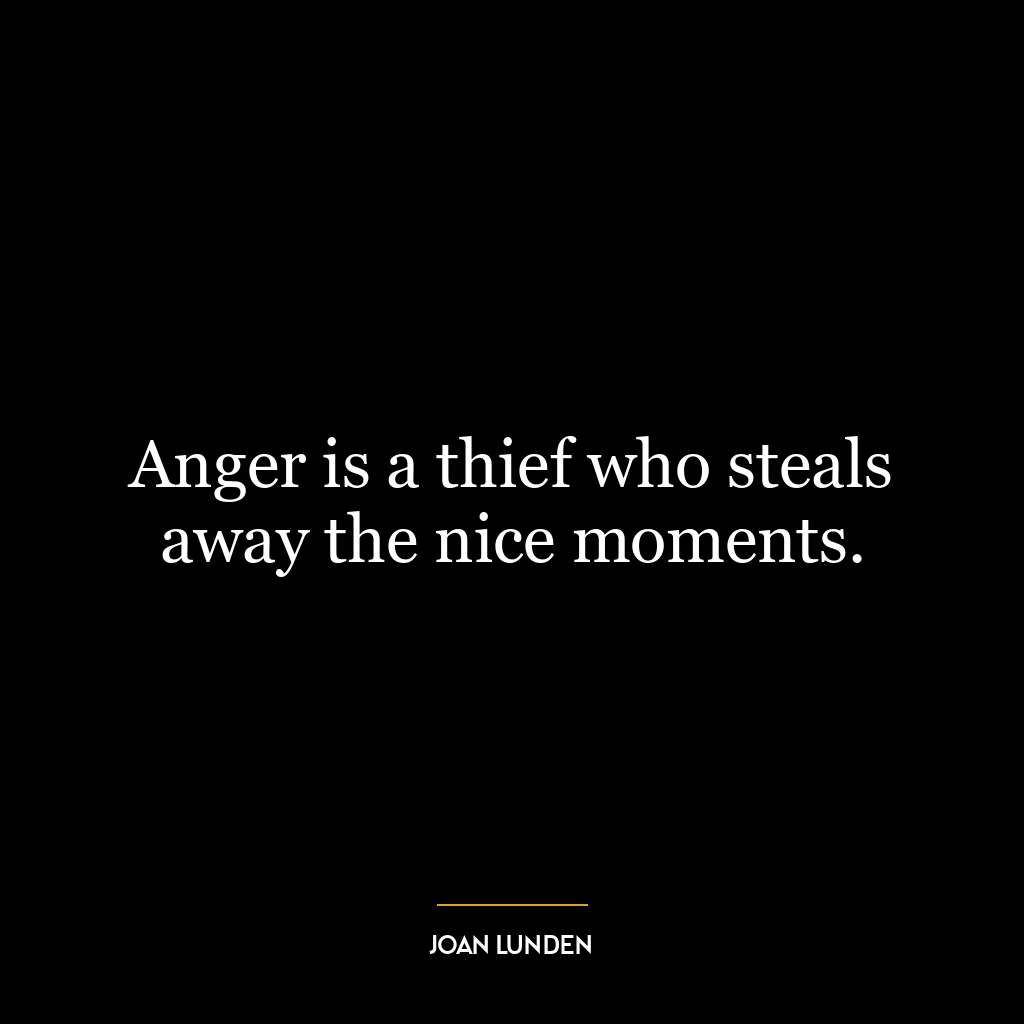 Anger is a thief who steals away the nice moments.