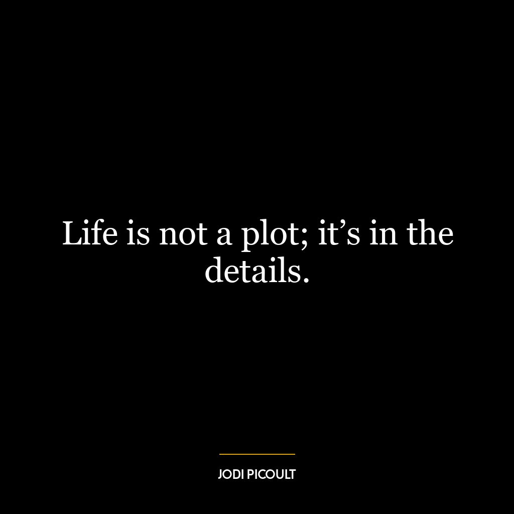 Life is not a plot; it’s in the details.