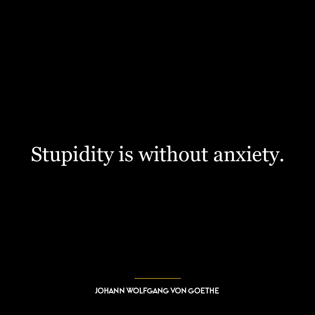 Stupidity is without anxiety.