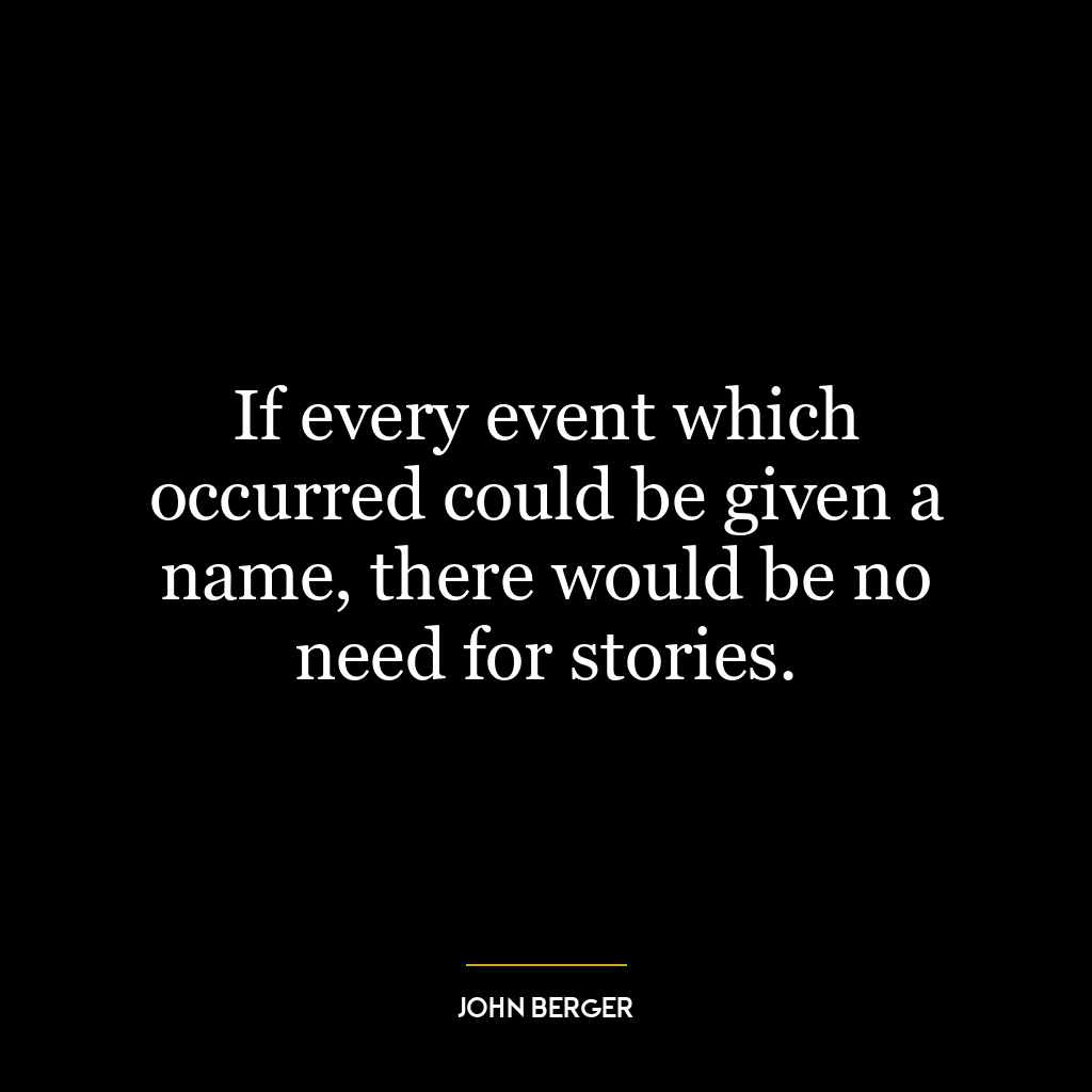 If every event which occurred could be given a name, there would be no need for stories.