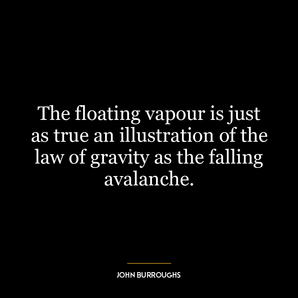 The floating vapour is just as true an illustration of the law of gravity as the falling avalanche.