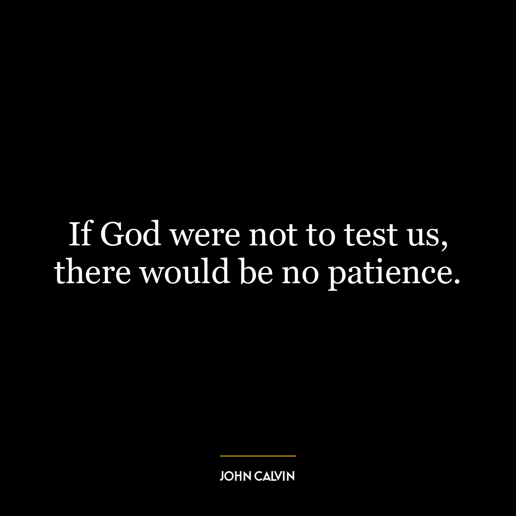 If God were not to test us, there would be no patience.