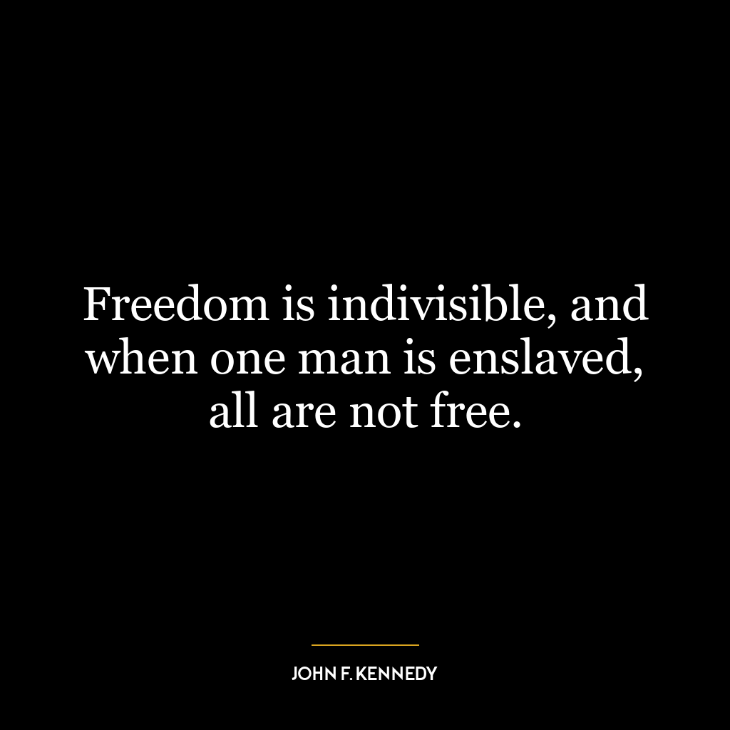 Freedom is indivisible, and when one man is enslaved, all are not free.